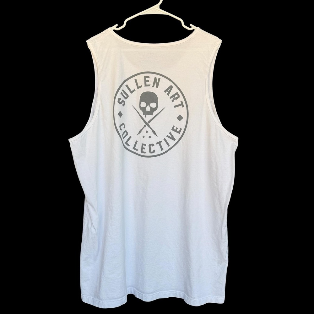 Sullen Art Collective Shirt Mens 3XL White Skull Tattoo Graphic Tank Top